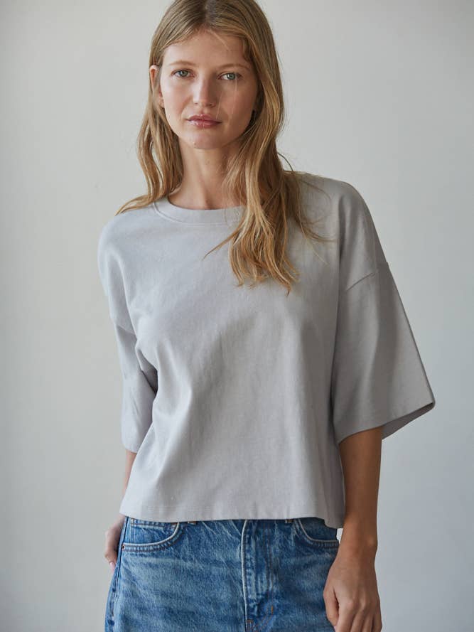 By Together - Wholesale Knit Top - Women's - L8688 | Knit Cotton Crew Neck Drop Shoulder Short Sleeve Top6