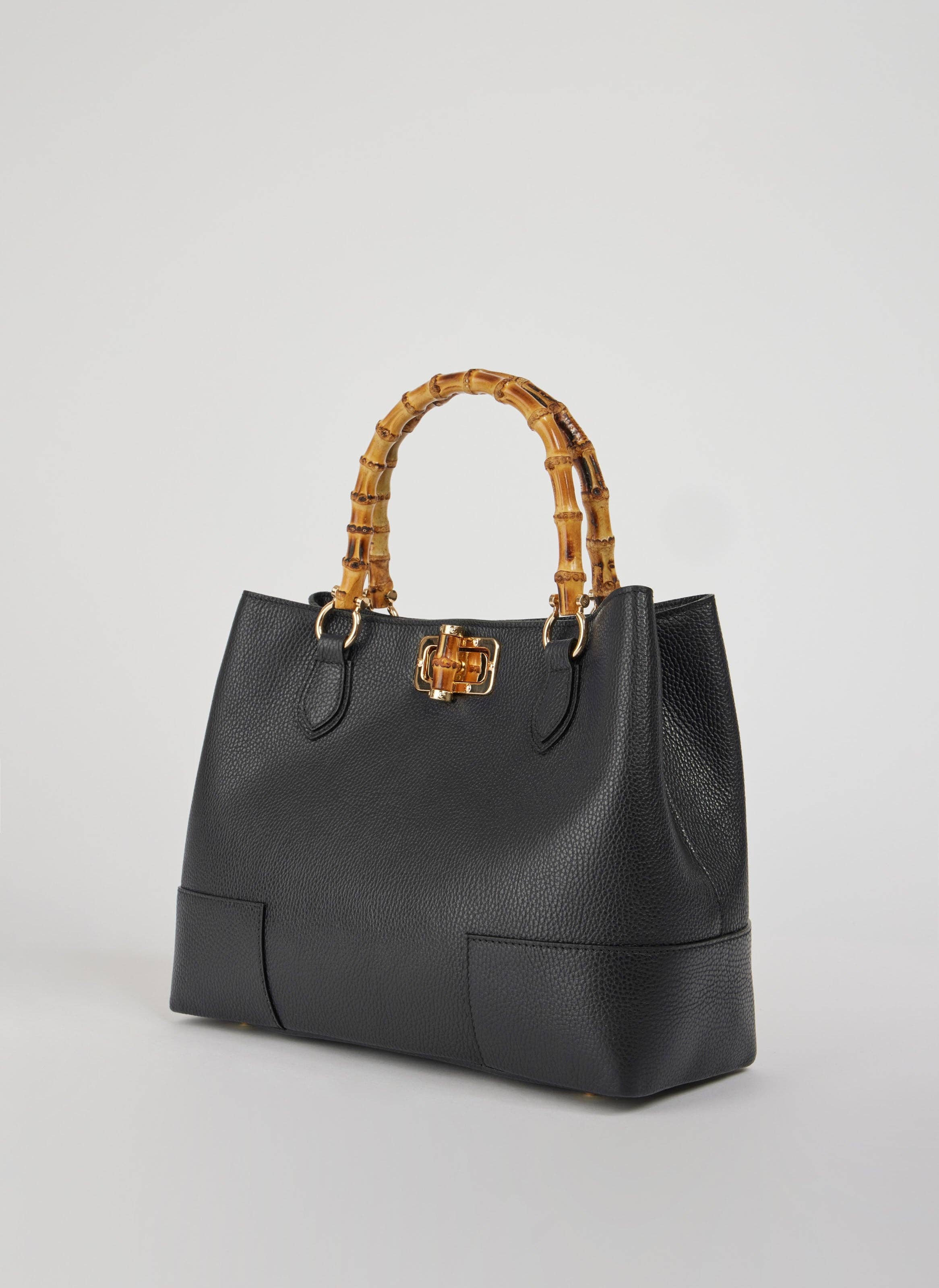 Prestige Milano - Wholesale Tote Bag - Women's - Bamboo Babe Bag in Black Dollar Leather1