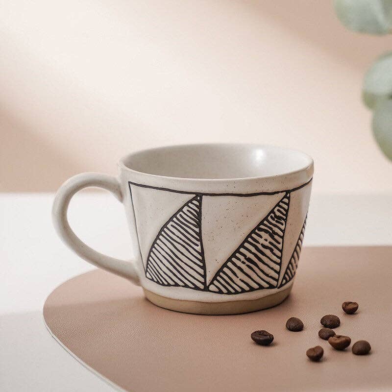 Gohobi （We cover U.S. import duties） – wholesale Coffee/tea cup – Gohobi Hand-painted Geometry Stoneware Mug3