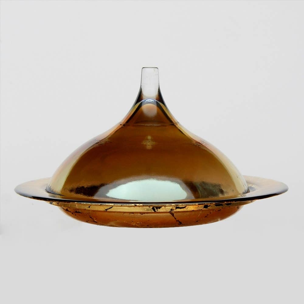 RED POMEGRANATE COLLECTION - Wholesale Dish - RABAT 9" Hand Gilded Covered Dish7