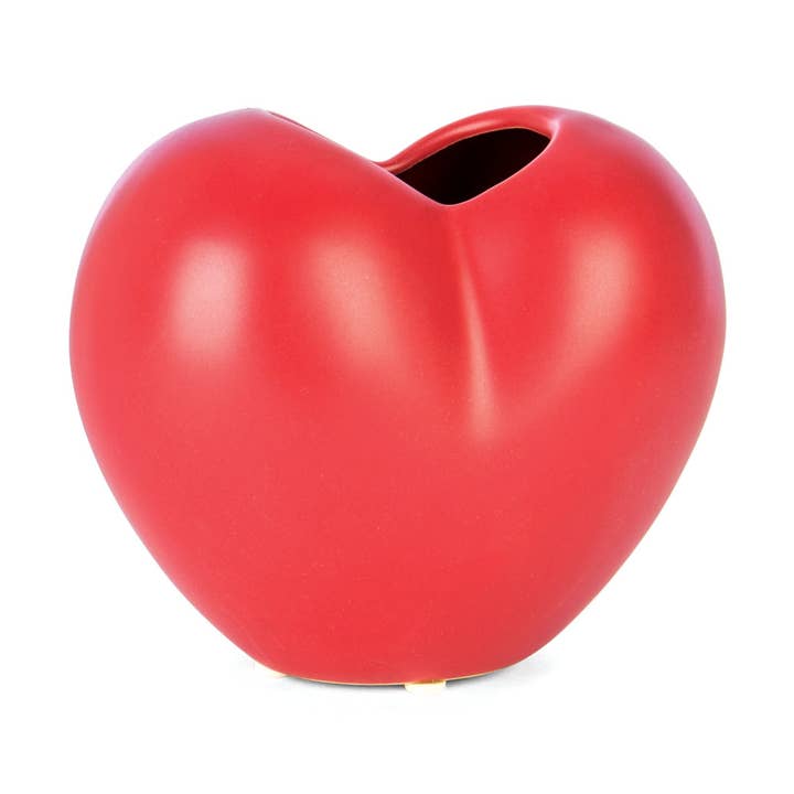 Red Heart Ceramic Floral Bouquet Vase 5.5" for wholesale by Willow Group