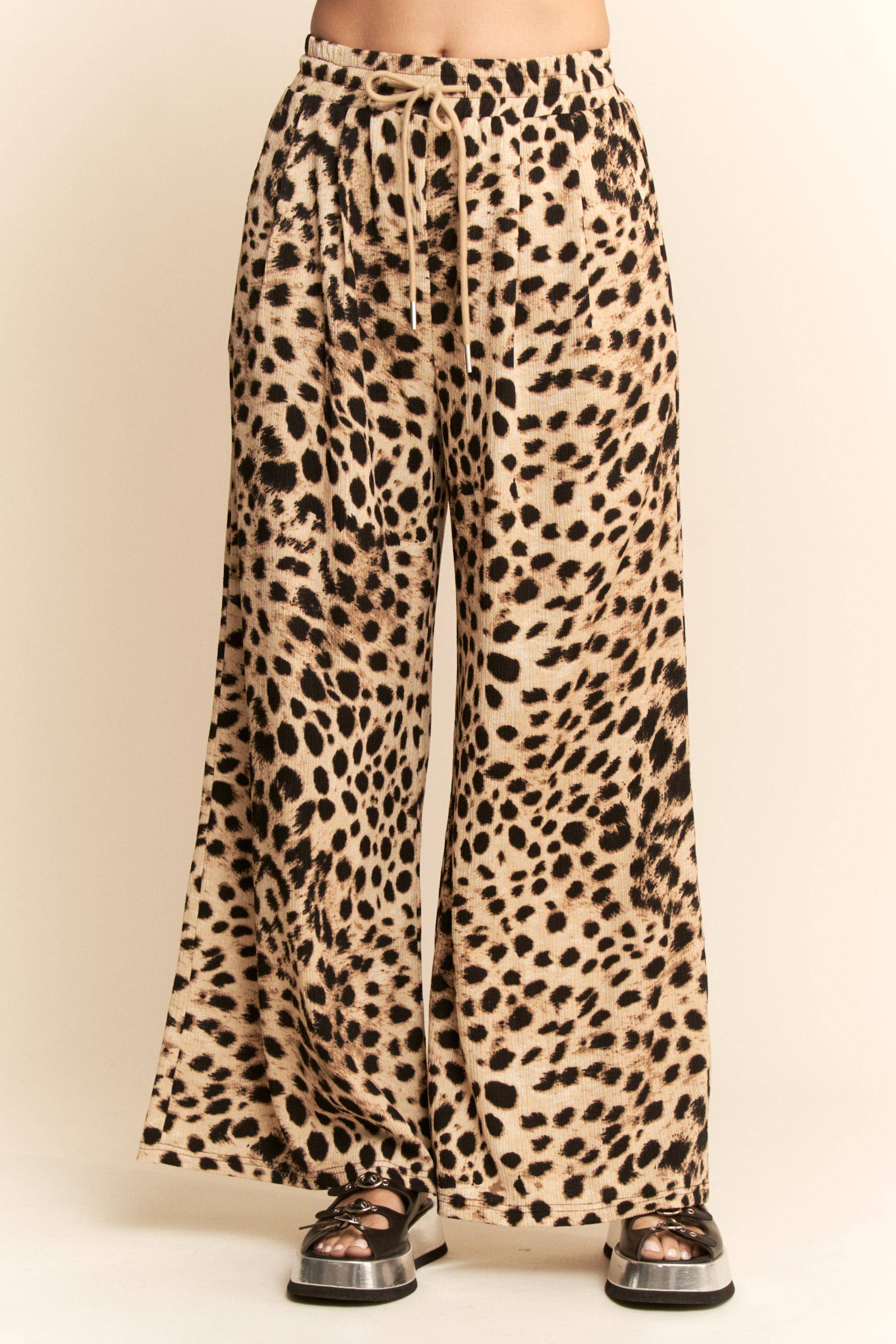Davi & Dani - Wholesale Pants - Women's - WAIST STRING LEOPARD PRINTED STRAIGHT LONG  PANTS14