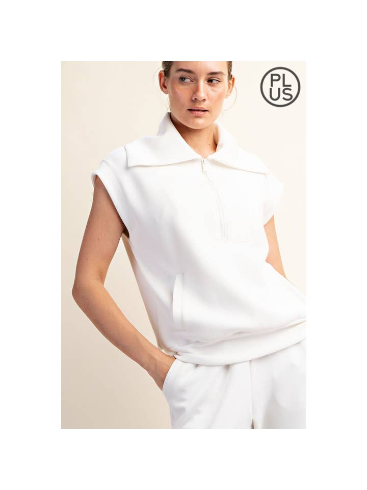 Rae Mode - Wholesale Athletic Top - Women's - PLUS SIZE MODAL SCUBA SHORT SLEEVE QUARTER ZIP TOP4