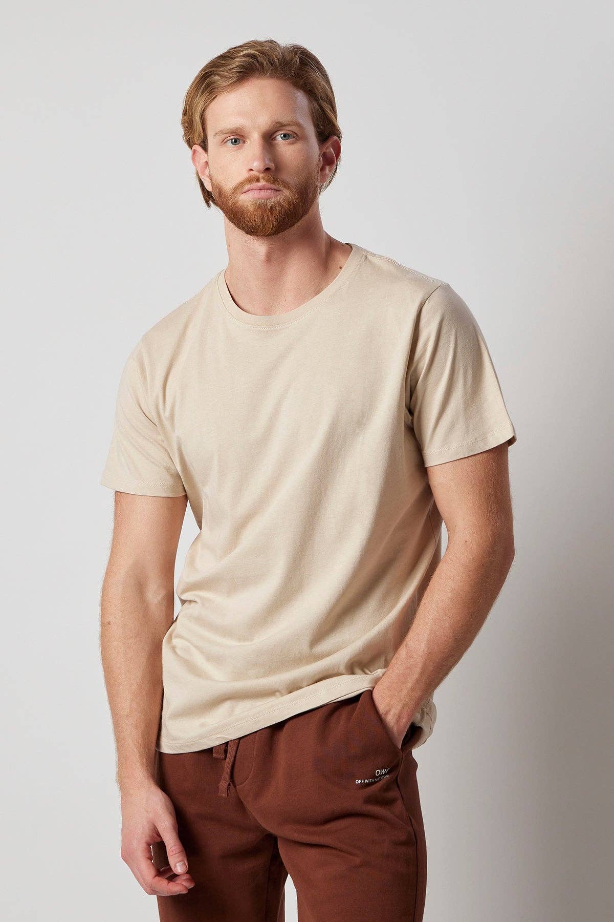 Ecru T-shirt Girocollo in cotone organico certificato in vendita all'ingrosso su Faire0