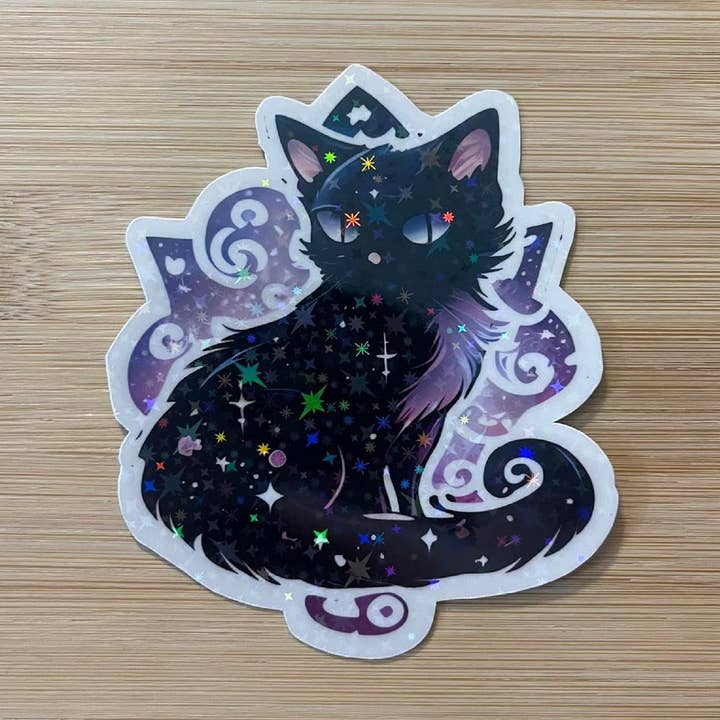 Black Cat Die Cut Vinyl Sticker for wholesale by Prairie Chicken Sticker Shop & Gifts