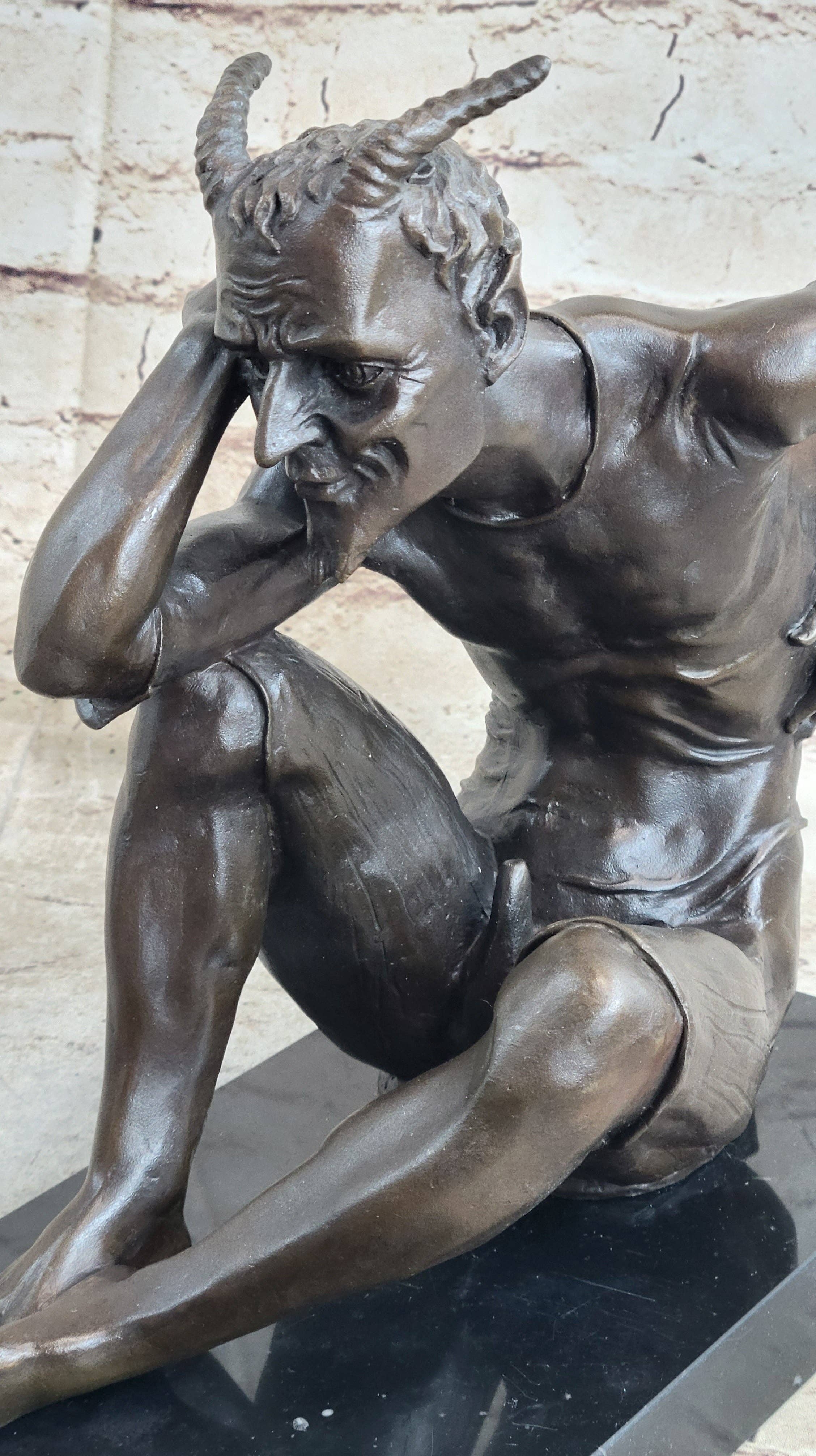 Bronzhaus - Wholesale Sculpture - Satan Devil Demon Satyr Bronze Statue Sculpture Figure Art 7.5" x 8"6