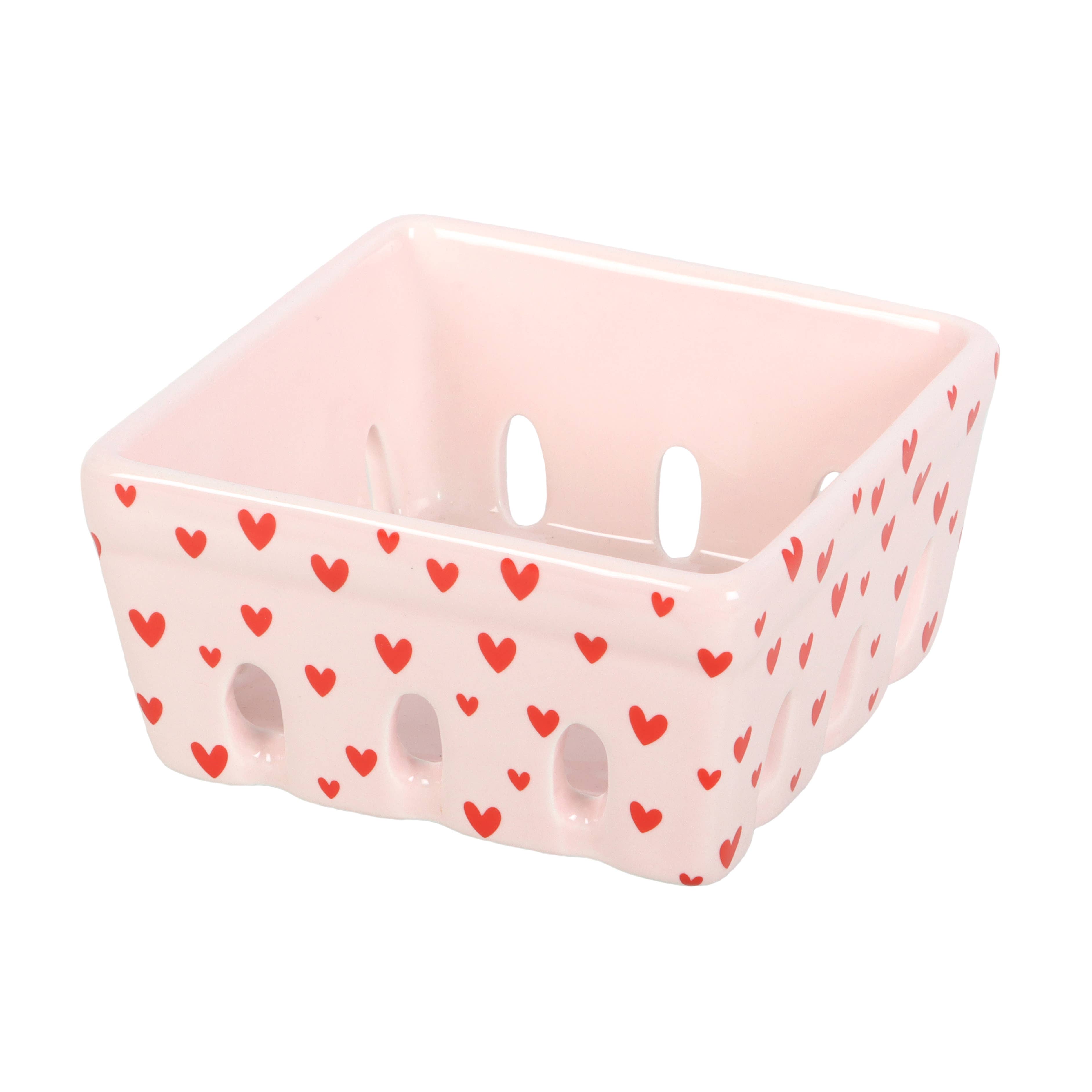 Nibble Distributors Ltd - Wholesale Basket - Pink Heart Print Basket2
