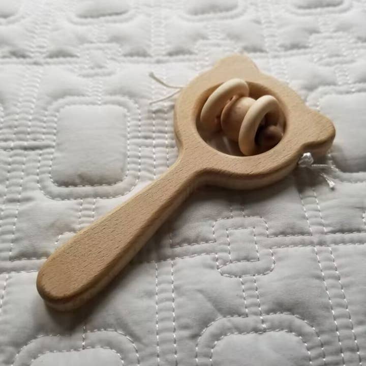 Bear Wooden Baby Rattle Toy for wholesale by D & C TOYS