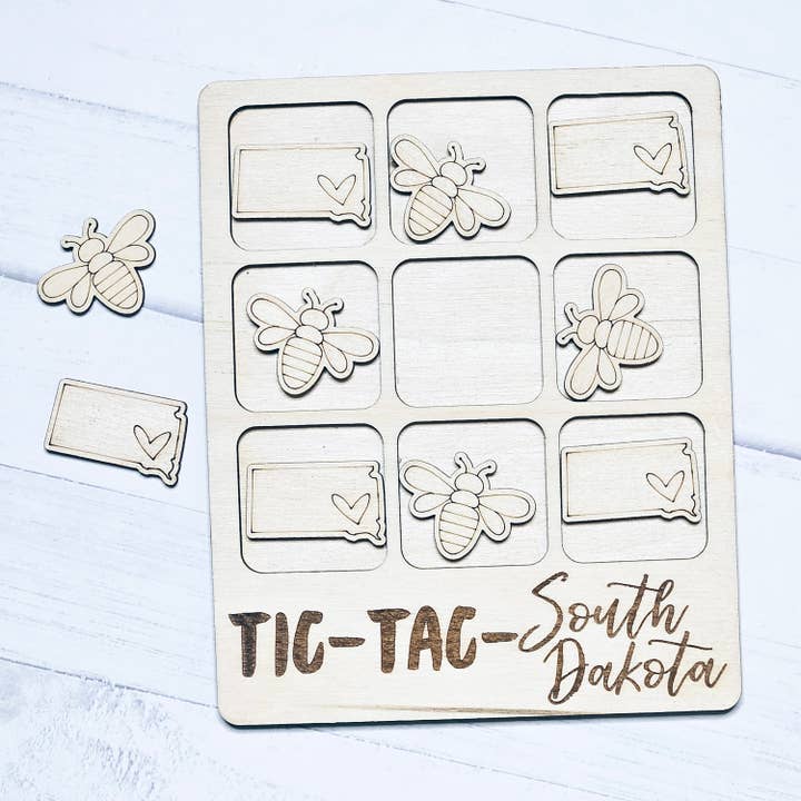 South Dakota Bee Tic-Tac-Toe Game for wholesale by The Trendy Traveler