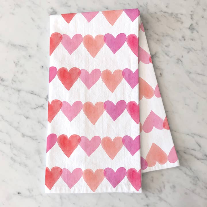 Gert & Co - Wholesale Tea Towel - Pink Hearts Tea Towel | Valentine's Day Kitchen Towel3