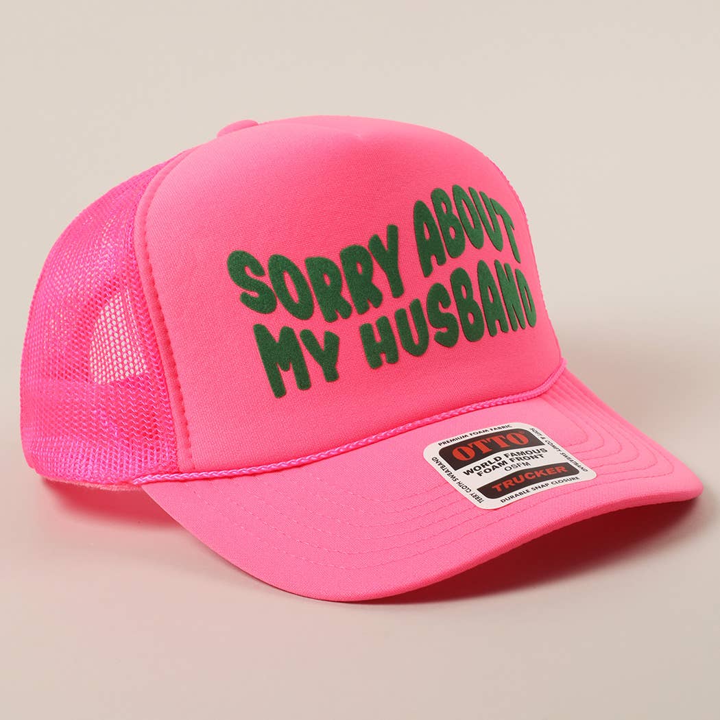 Fashion City - Wholesale Trucker Hat - Unisex - Sorry About My Wife / Husband Text Mesh Back Trucker Hat15