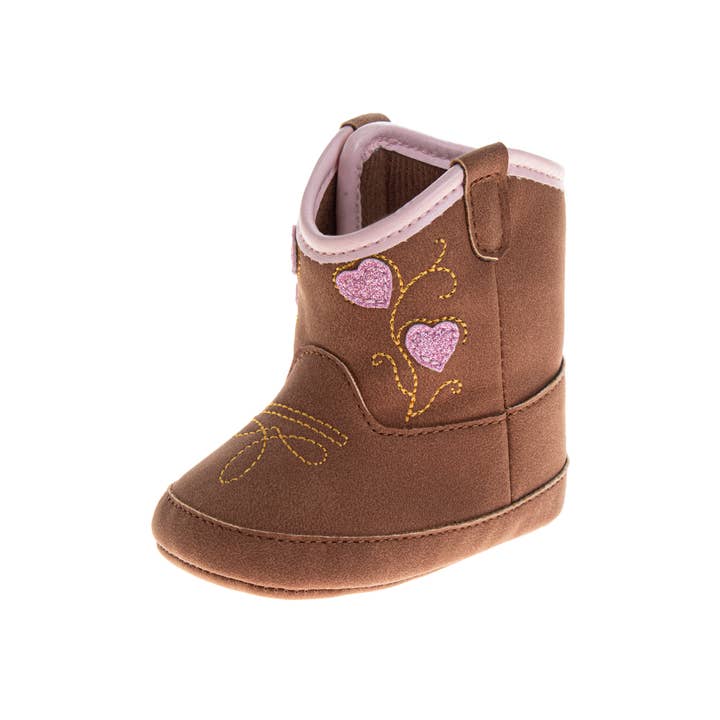 Bottes western marron à paillettes en forme de cœur pour fille Laura Ashley Toddle pour la vente par Josmo Shoes Inc