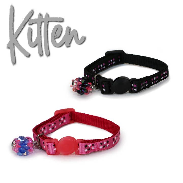 Ancol Pet Products Ltd – wholesale Pet collar – Cat – Star Kitten Collar - Black or Pink2