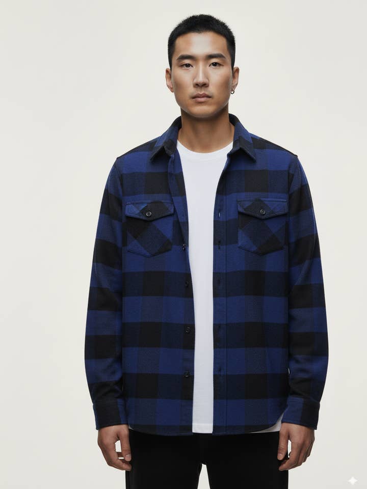 Chemise à carreaux Buffalo à manches longues en flanelle pour la vente par Hawk's Bay