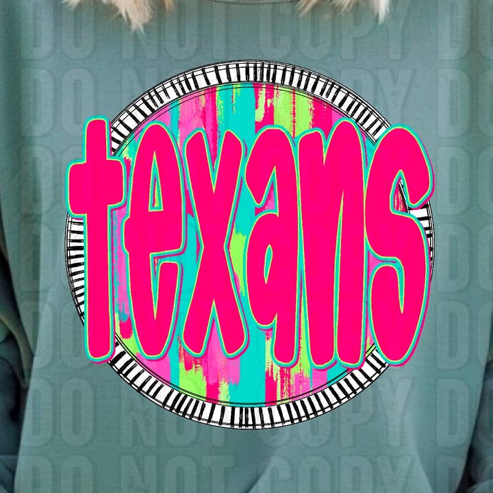 K and M Designs – wholesale Sublimatöverföring – Texans Bright Circle Maskot DTF Transfer0