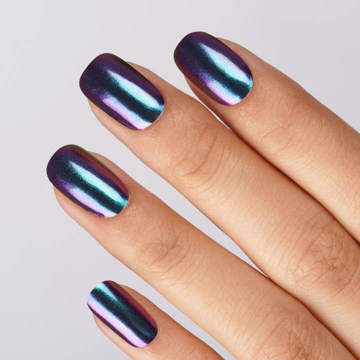 Danni & Toni - Wholesale Nail Art/Decal - Mystic Aurora Borealis Semi-Cured Gel Nail Strips | Lapis Luster - 2582