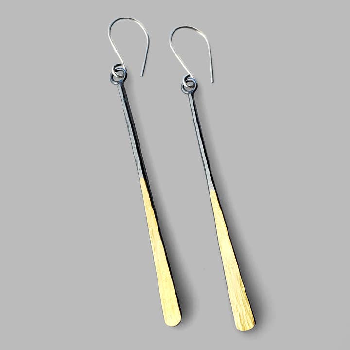 Modern handmade mixed metal Pharos Earrings for wholesale by McKenzie Mendel Jewelry