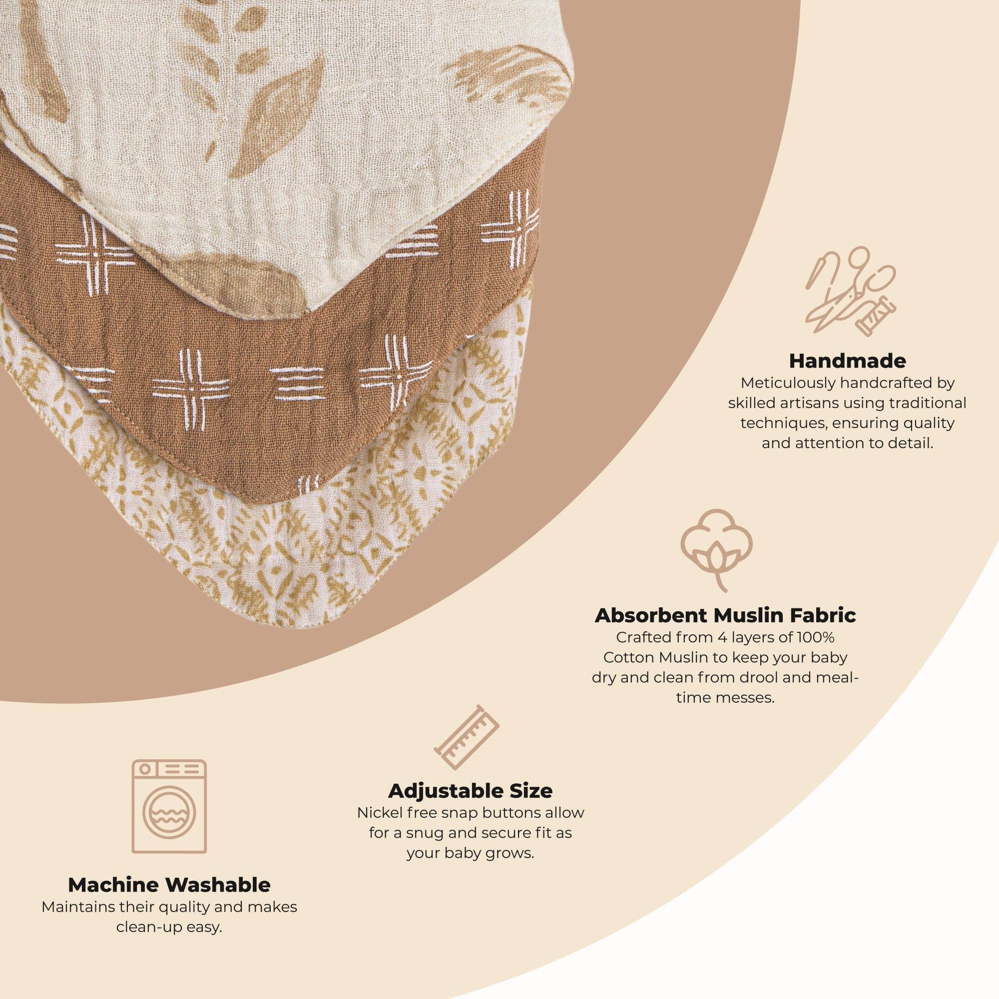 Crane Baby – wholesale Bib – Baby – Kendi 3-Pc. Muslin Bib Set1