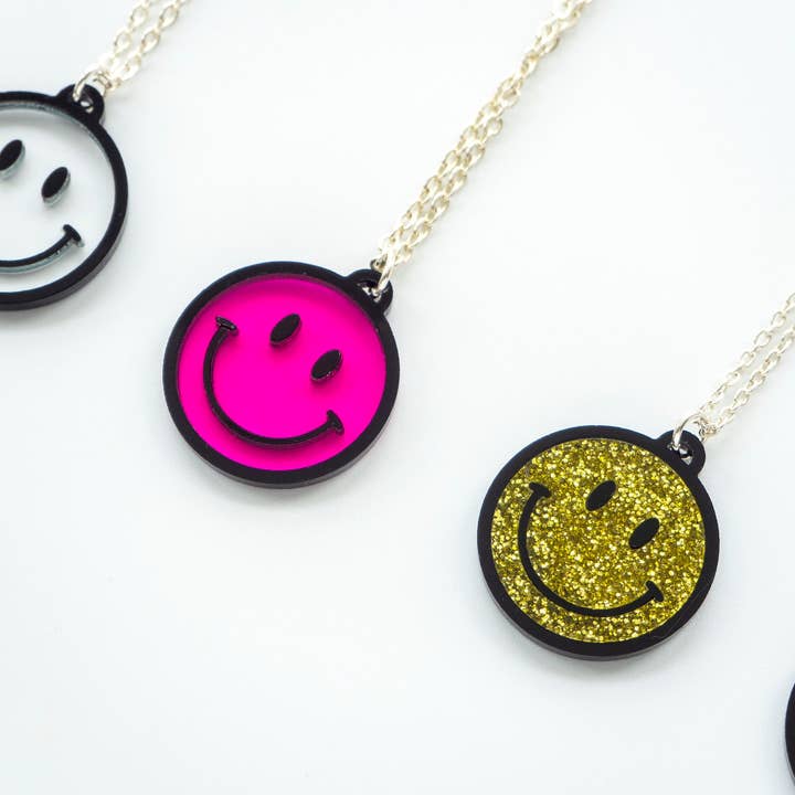 Smiley face raver festival necklace for wholesale by designosaur