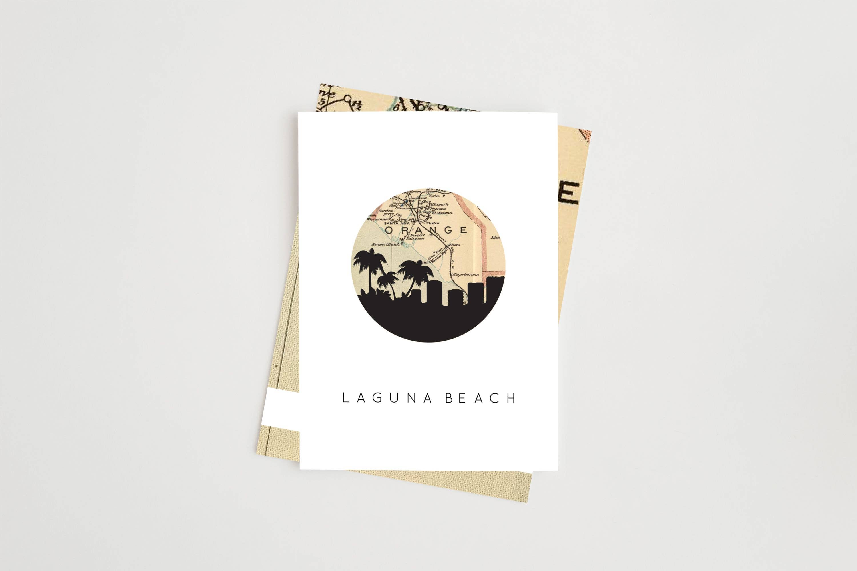 Paperfinch Design - Wholesale Everyday Greeting Card - Laguna Beach CA skyline and map greeting card0