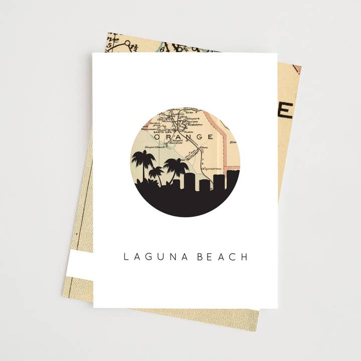 Paperfinch Design - Wholesale Everyday Greeting Card - Laguna Beach CA skyline and map greeting card0