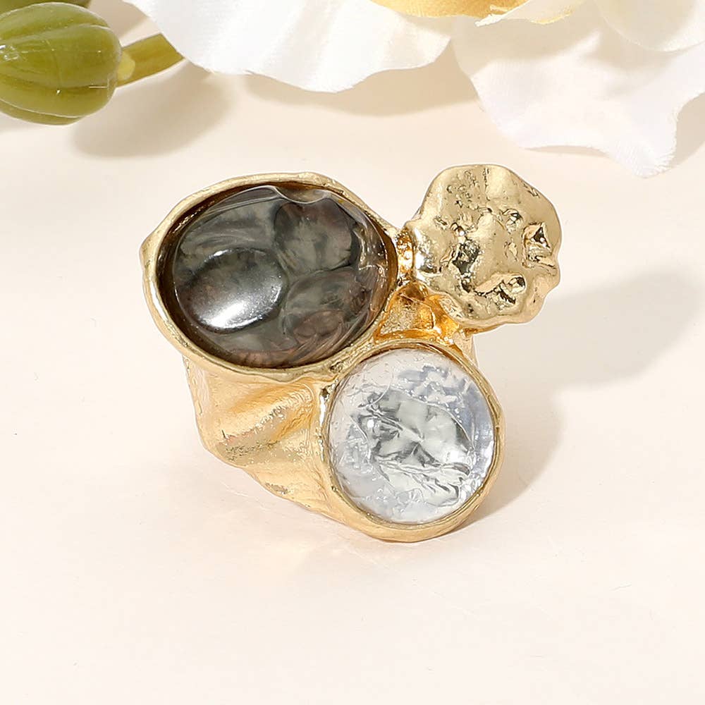Sensibling Corp. - Wholesale Single Stone/Solitaire Ring - Abstract Chunky Stone Textured Stretch Ring
4