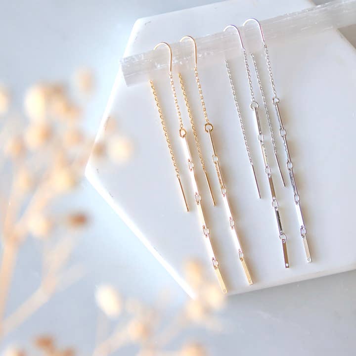 Pendientes de Hilo con Barra - Oro y Plata para venta al por mayor de Mesa Blue