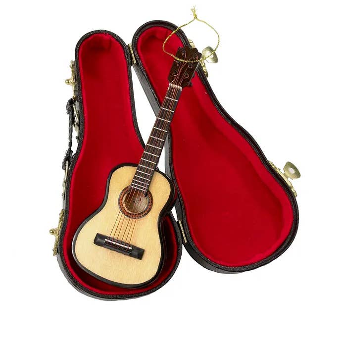 Kurt S. Adler, Inc. - Wholesale Ornament - 5.52"WOOD PEARLIZED GUITAR ORNAMENT0