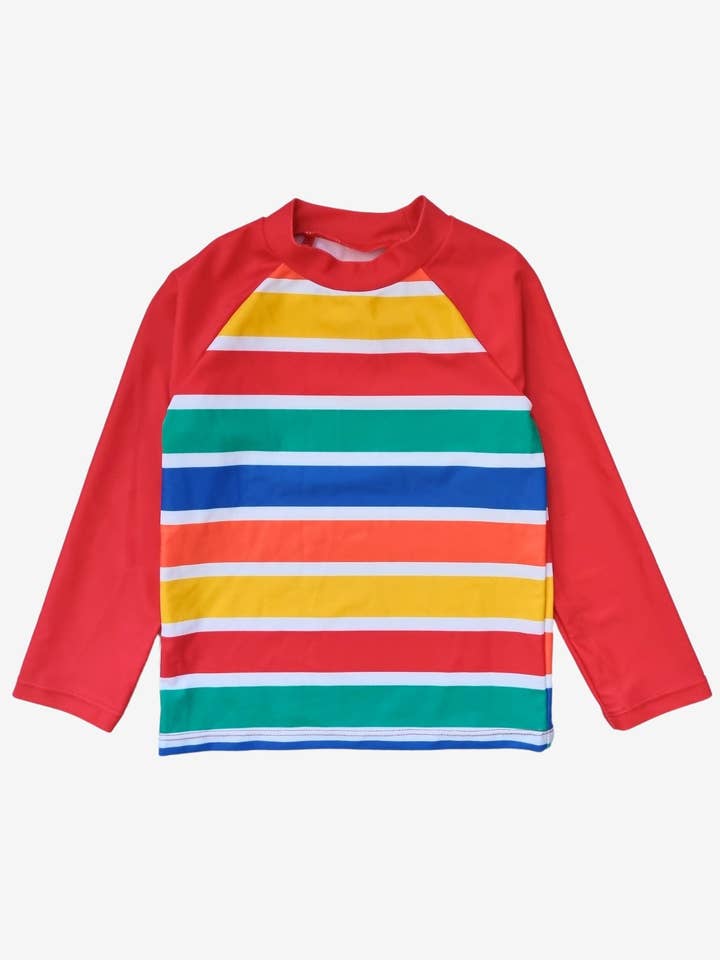 Camiseta de banho infantil de manga comprida com riscas Happy, proteção UV UPF 50+ por atacado de Toby Tiger GmbH