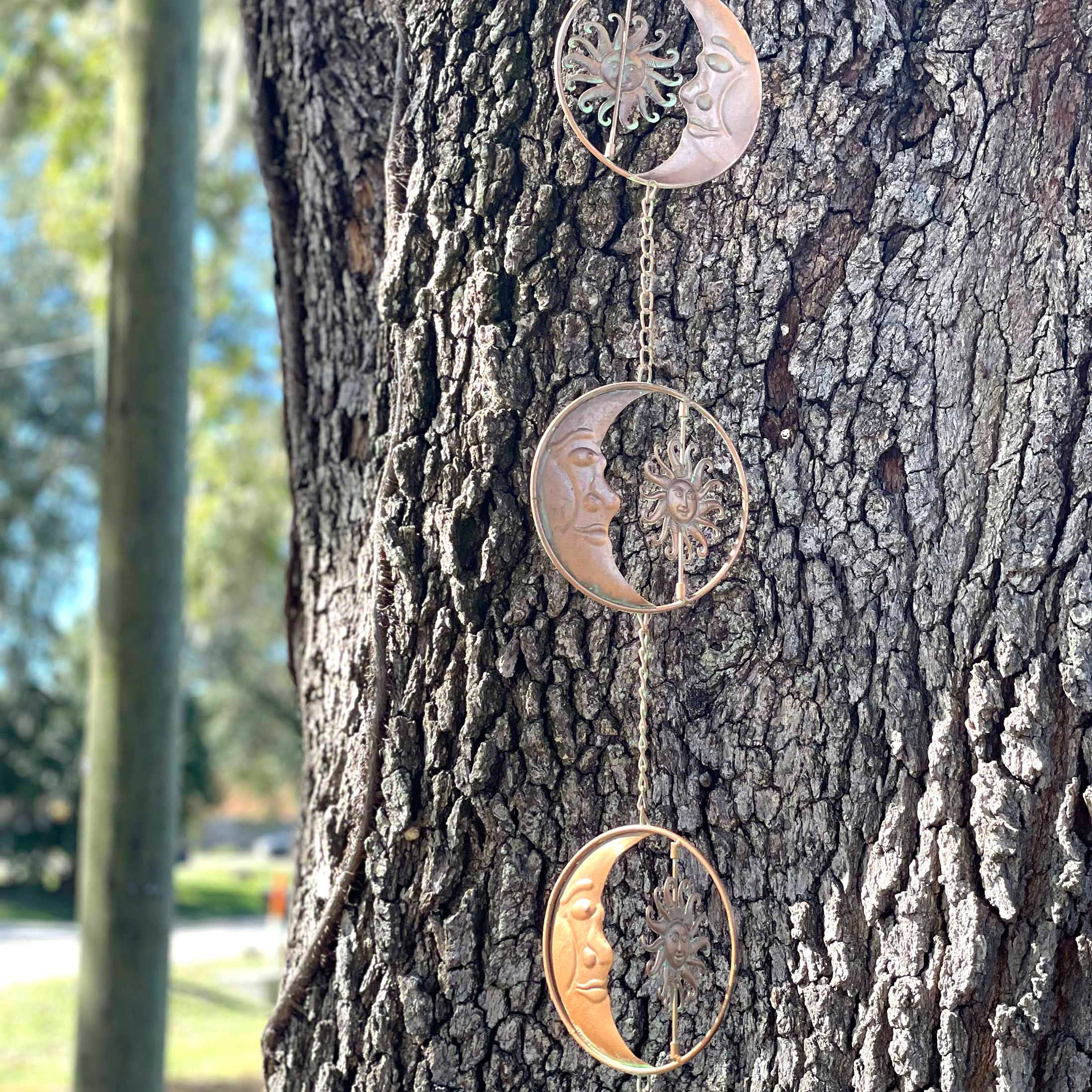 Zeckos - Wholesale Outdoor Ornament/Decor - 80-Inch Metal Rain Chain with Celestial Crescent Moon & Sun6