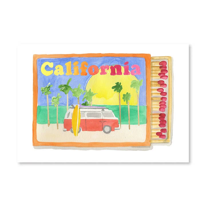 California Matchbook Art Print for wholesale by Furbish Studio