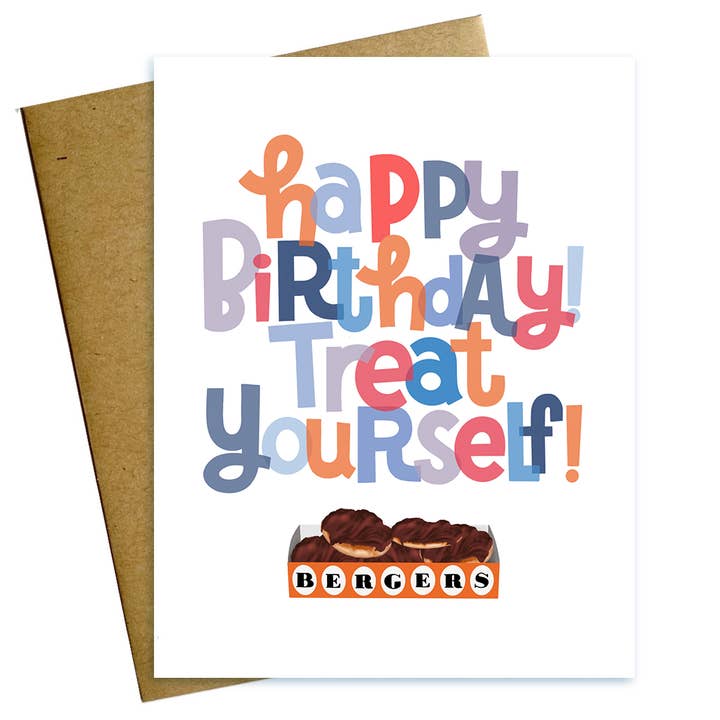 Treat Yourself Baltimore Berger Cookie Birthday card for wholesale by Maggie Moore Studio