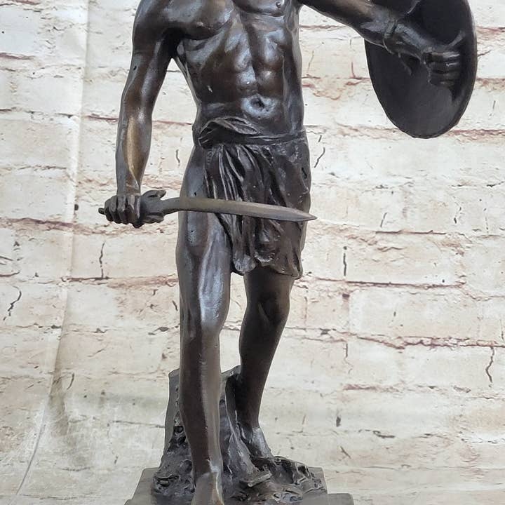 Bronzhaus – wholesale Sculpture – Spartacus Roman Hoplomachus Gladiator Bronze Metal Statue Sculpture Figure 14" x 18"