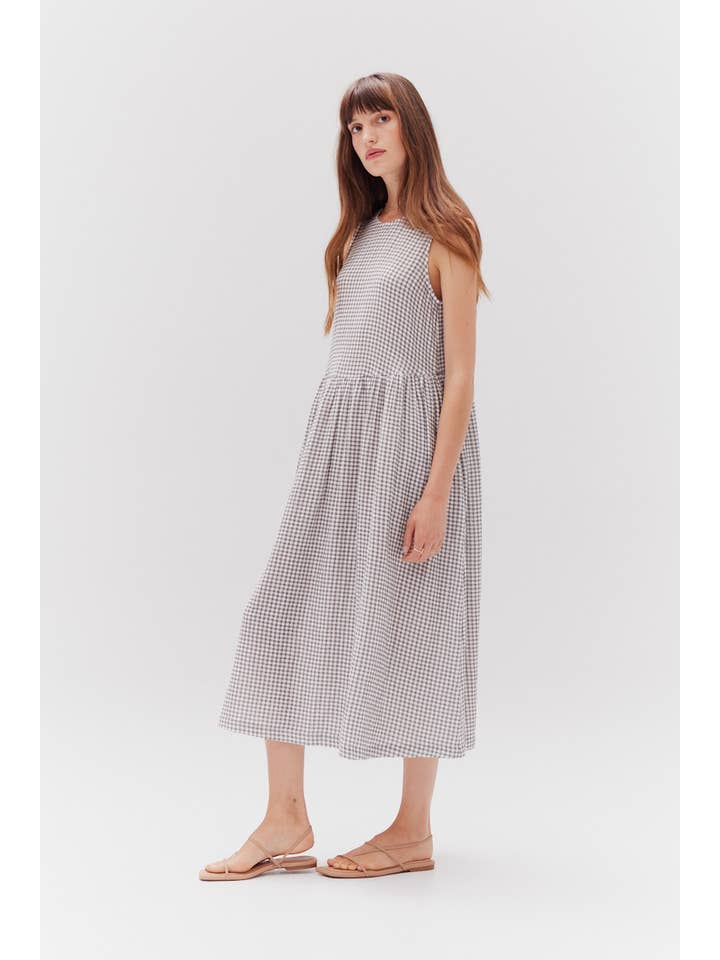 Grade & Gather - Wholesale Dress - Women's - 61098GH -Â GINGHAM CHECK SUMMER EASY DRESS