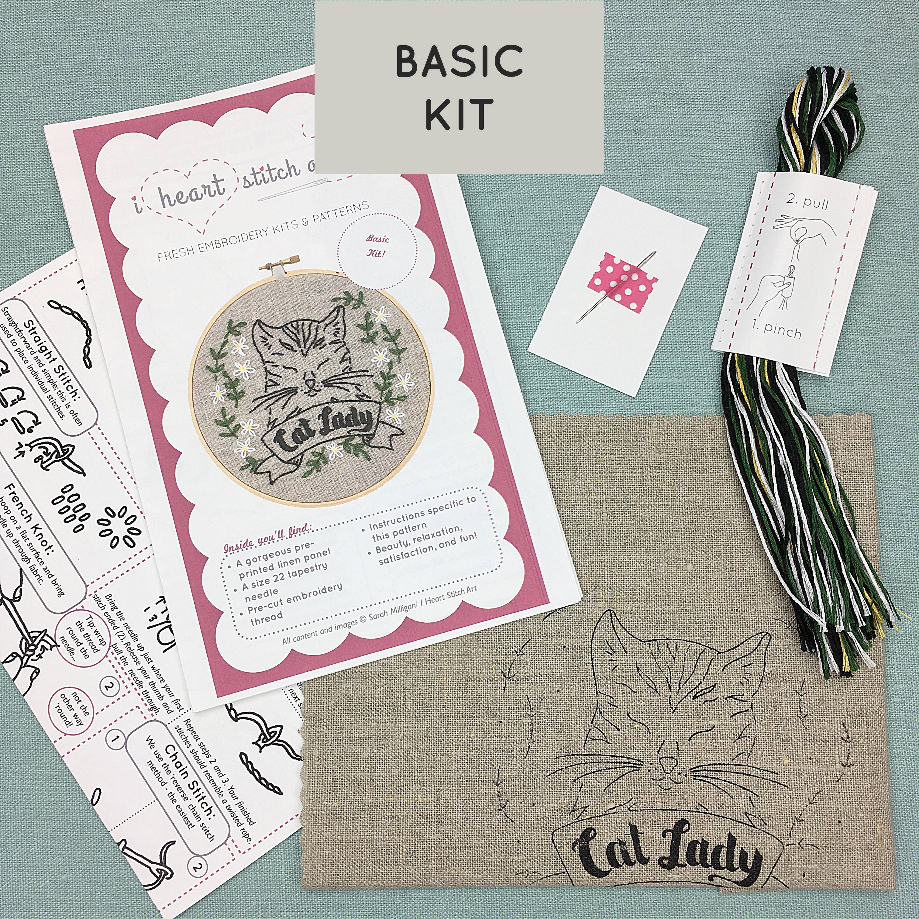 I Heart Stitch Art – wholesale Embroidery/cross-stitch supplies – Cat Lady Embroidery Kit6
