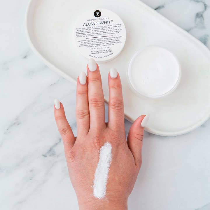 Narrative Cosmetics – Maquilhagem de brincar/pintura facial - Crianças por atacado – Maquiagem em Creme Branca para Palhaço de Secagem Rápida5