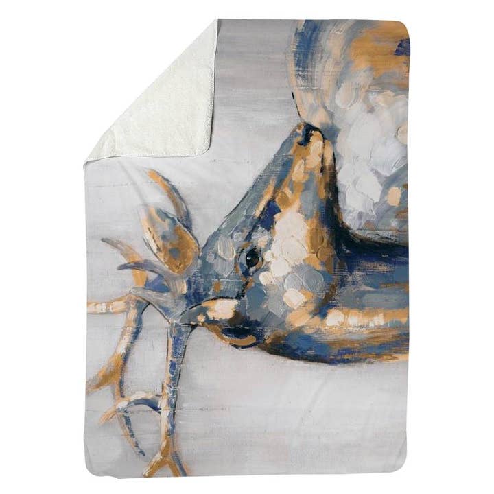 Green Golden deer | Sherpa fleece blanket 60" x 80" for wholesale on Faire