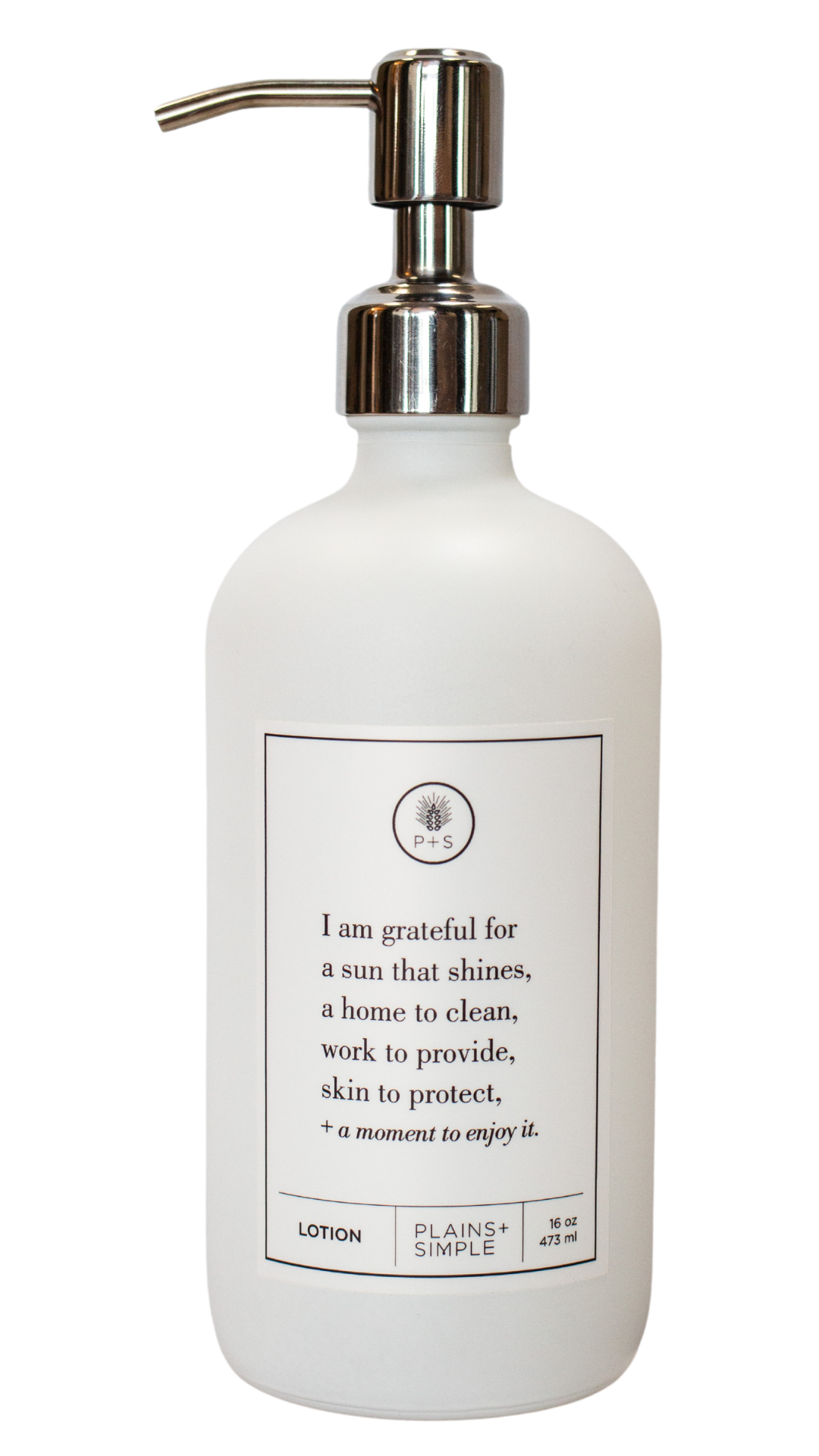 Plains + Simple - Wholesale Soap Dispenser - I Am Grateful White Glass Reusable Soap/Lotion Dispenser10