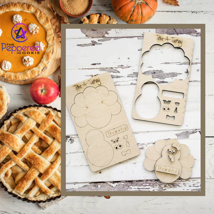 Pop-Out Kit - Trim A Turkey UNFINISHED for wholesale by The Peppered Cookie