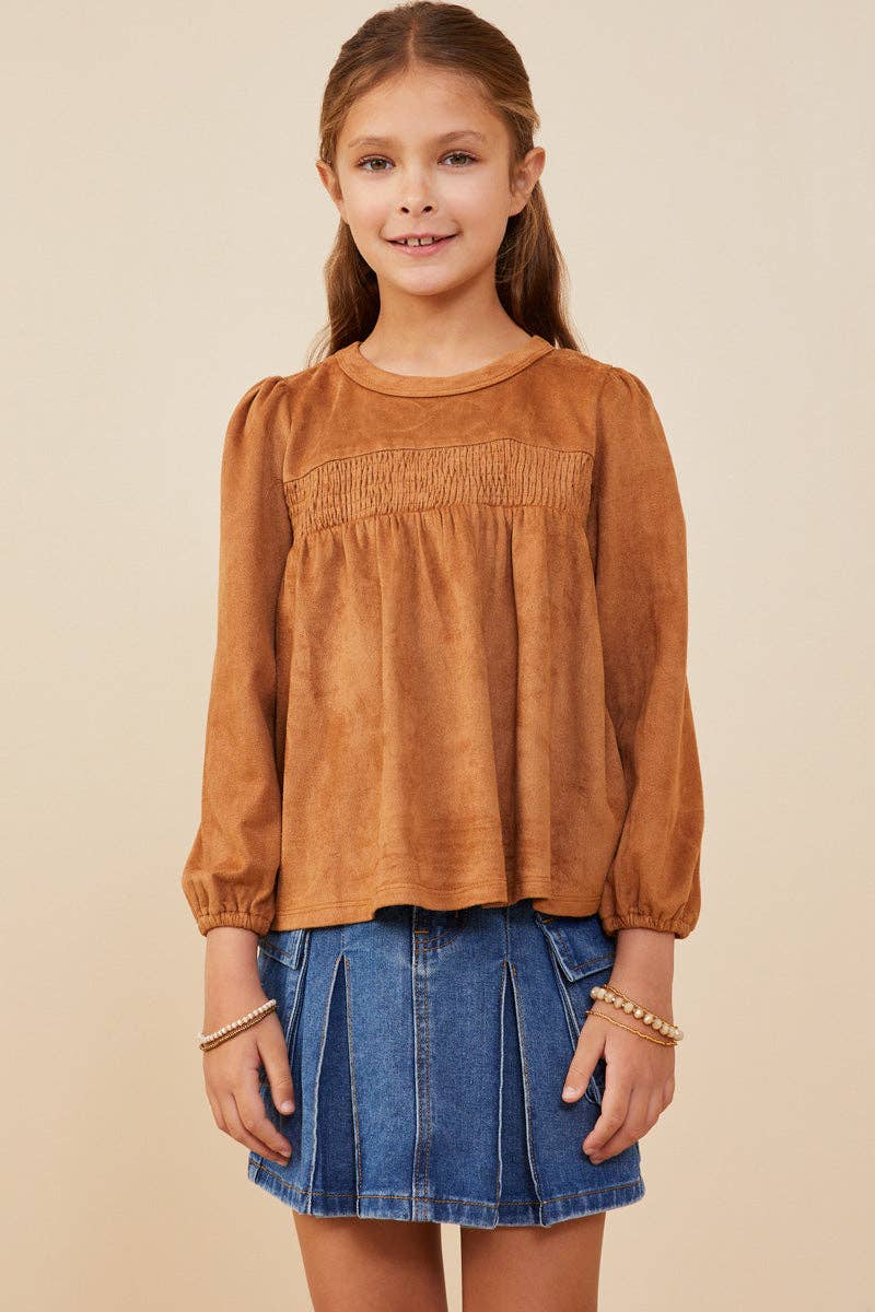 Kamel Pigers veganske ruskind rynket babydukke-top for engroshandel på Faire0