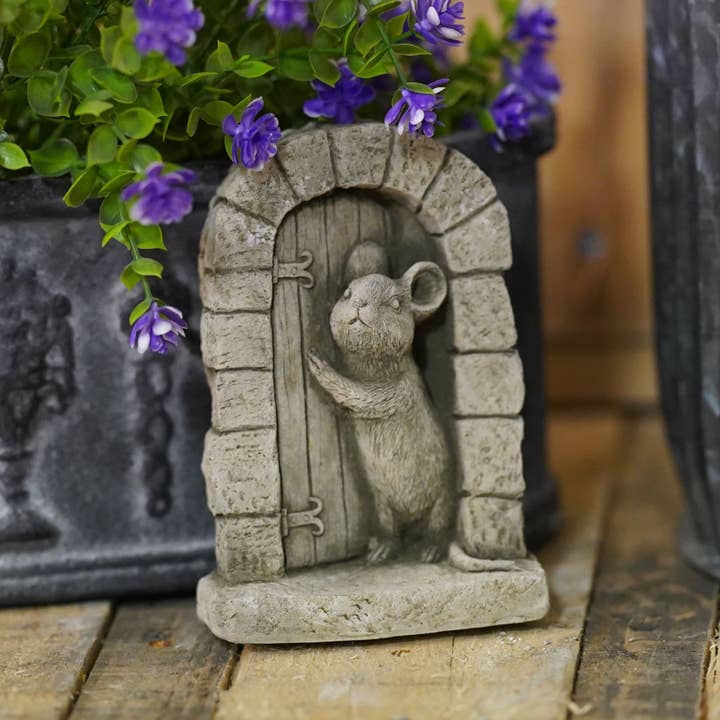 Estátua de rato de pedra para porta, ornamento de jardim exterior por atacado de Vale Ornaments
