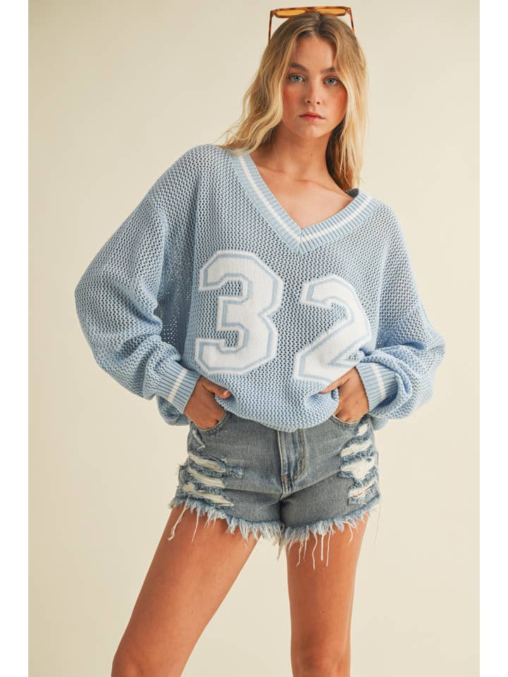 Mustard Seed - Wholesale Knit Sweater - Women's - V NECK NUMBERS SWEATER TOP2