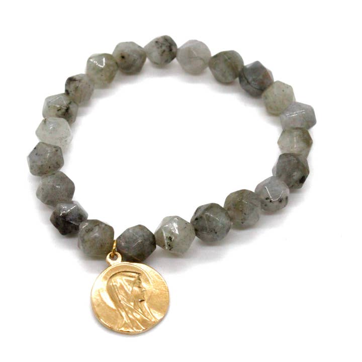 Charm-Armband aus Halbedelstein und Gold -Französische Medaillen-Kollektion- für den Großhandel von LIZOU