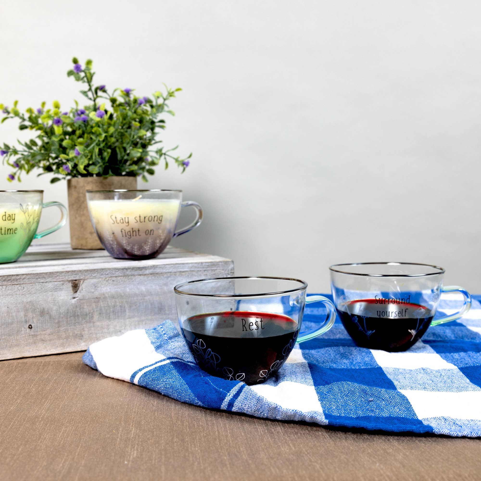 Pavilion - Wholesale Coffee/Tea Cup - Relax - 7 oz Glass Teacup and Saucer2