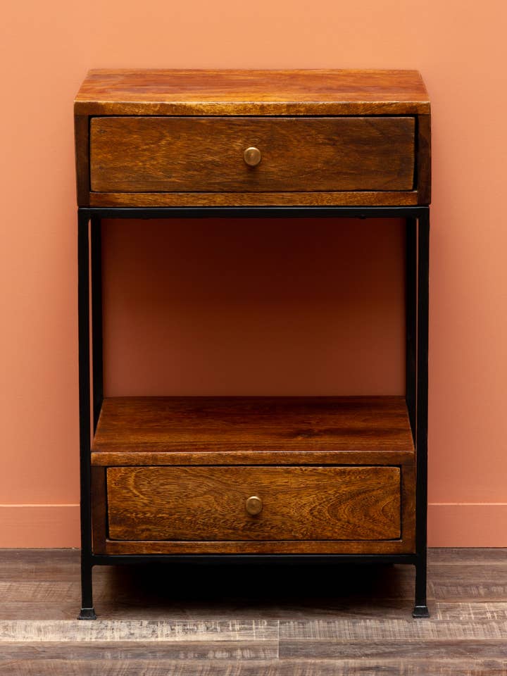 Side table "Arabica" 2 drawers mango for wholesale by Chehoma USA