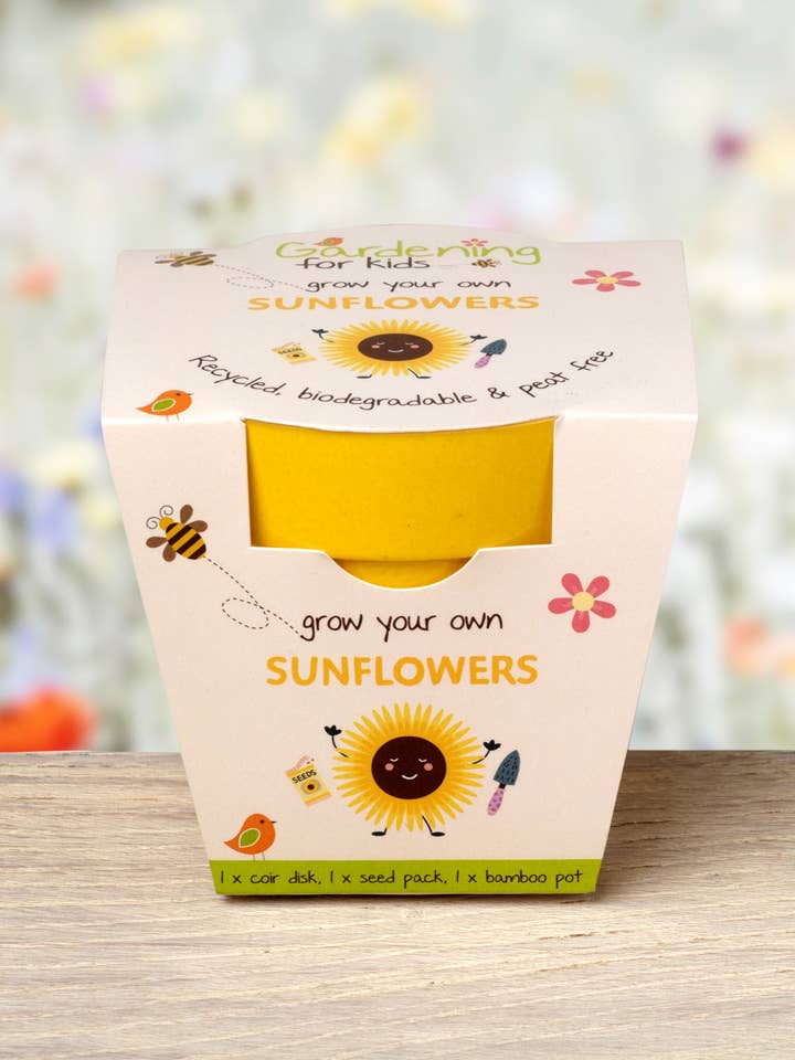 Children's Grow Your Own Sunflowers Growing Kit for wholesale by Gardening for Kids Ltd