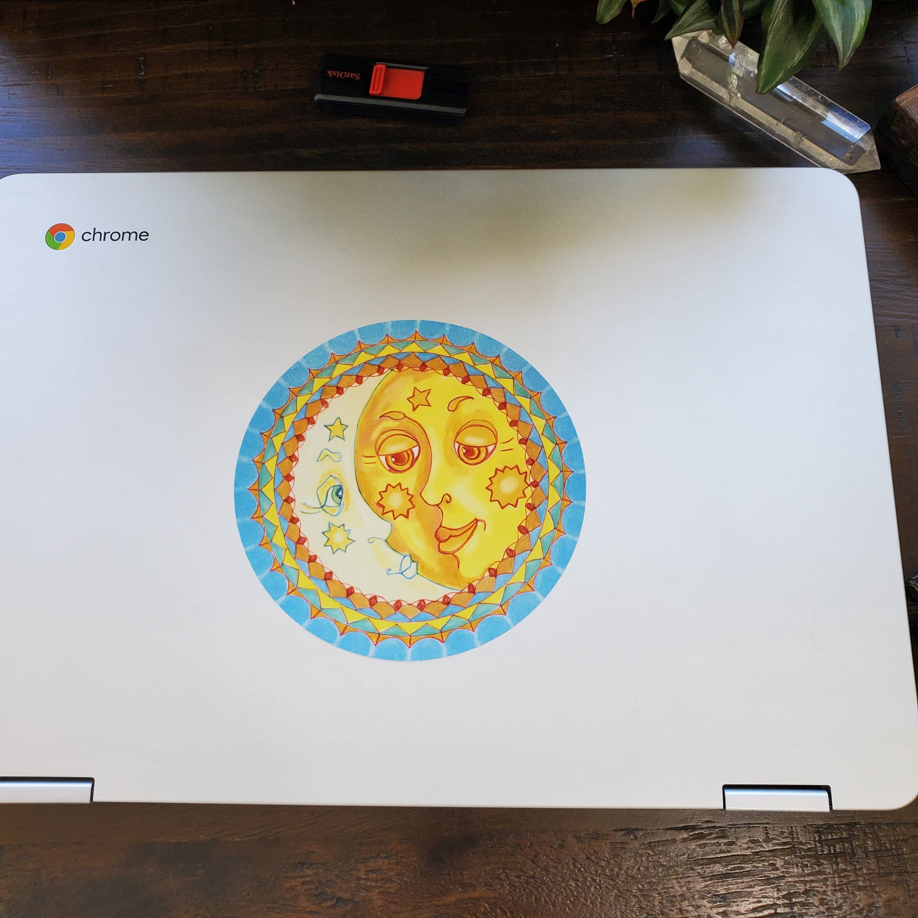 River Village – wholesale Sticker – Affectionate Sun and Moon Sticker, 4.5 inches4