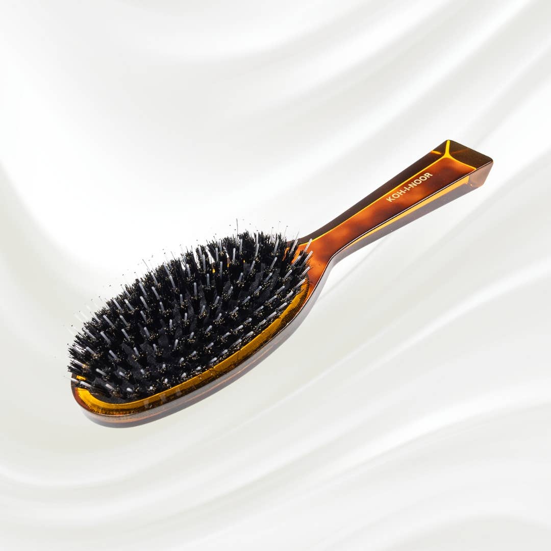 Koh-I-Noor - Vendita all'ingrosso Spazzola/pettine - Spazzola grande ovale Jaspe con setole di cinghiale e punte in nylon4