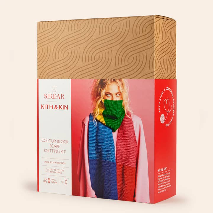 Colour Block Scarf – Sirdar Kith & Kin – Knitting Kit for wholesale by The DMC Group