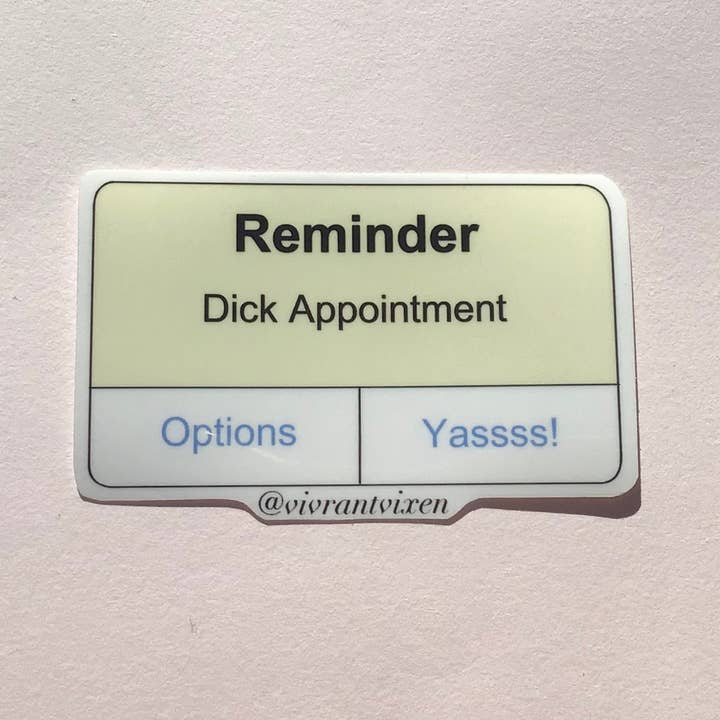 Appointment Adult Die Cut Vinyl Sticker, Sex Positive Art for wholesale by Vivrant Vixen